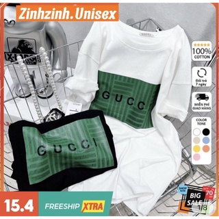 Guc พร้อมส่ง เสื้อยืดผ้าฝ้ายแท้ พิมพ์ลายตัวอักษร คอปก พร้อมป้ายแท็ก สําหรับผู้ชาย และผู้หญิง