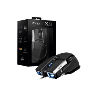 (สินค้าใหม่) EVGA X17 Gaming Mouse, 8K Polling Rate, 16,000 DPI, 5 Profiles, 10 Buttons, Ergonomic,