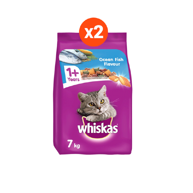 วิสกัส®อาหารแมว ชนิดแห้ง แบบเม็ด สูตรแมวโต 7กก. 2 ถุง วิสกัสเทมเทชั่น สุ่มรสชาติ 75ก 1 ถุง