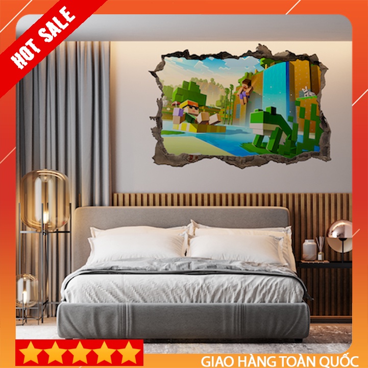 Minecraft น่ารักและสนุก 3D Wall Decal ภาพวาด 3D สําหรับตกแต่งบ้าน 898