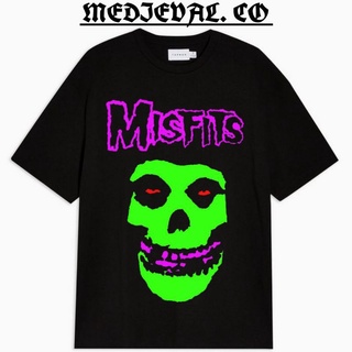 เสื้อยืดผ้าฝ้ายMisfits เสื้อยืดลําลอง สําหรับผู้ชาย ผู้หญิง แขนสั้น พิมพ์ลายวงดนตรีร็อค สีดํา ขนาดใหญ่ 24sL XL  XXL 3XL