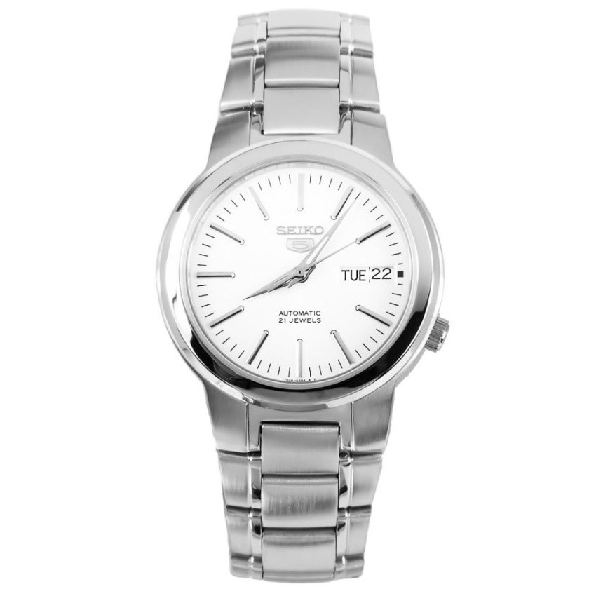 Seiko 5 นาฬิกาผู้ชาย Automatic White Dial Stainless Steel WatchSNKA01K1