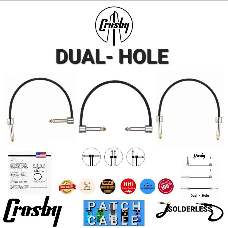 สายพ่วงเอฟเฟค CROSBY Dual-Hole Solderless เลือกแบบหัวและความยาวได้