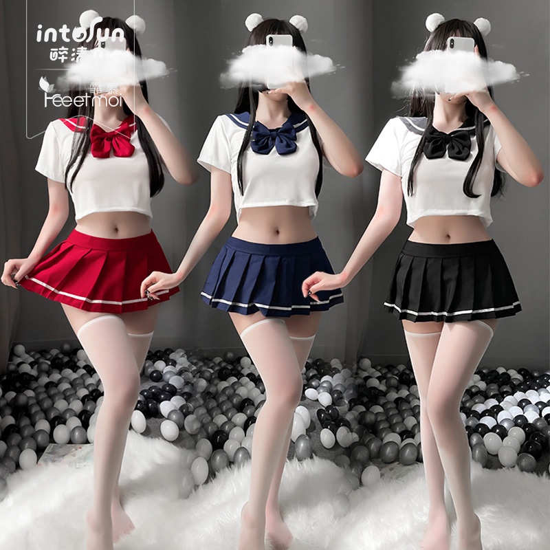 ชุดนักเรียนญี่ปุ่นและเกาหลีล้วนๆ คอสเพลย์ แบบปกกะลาสีเรือพร้อมเนคไท M-2XL T-028 - รูปที่ 7