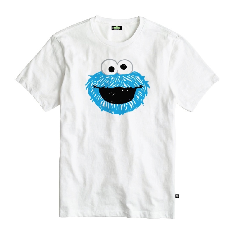 เสื้อยืดคอกลม แขนสั้น พิมพ์ลายกราฟฟิค Sesame Street (Cookie Monster) ขนาดใหญ่ สําหรับผู้ชาย และผู้หญิง
