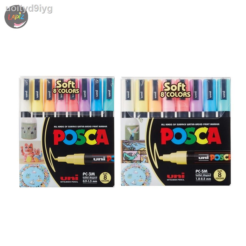 Uni Posca Pen PC-1M 8 Pastel Soft Colours Paint Markers 0.7mm