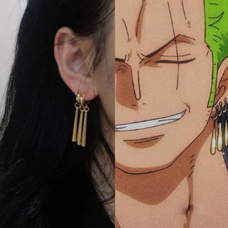 ชุดเครื่องประดับ ต่างหูห่วง เจาะหู S925 ลายวันพีช Roronoa Zoro สําหรับผู้ชาย และผู้หญิง 3 ชิ้น