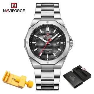 Naviforce 9200 นาฬิกาข้อมือควอตซ์แฟชั่น สายแสตนเลส กันน้ํา สําหรับบุรุษ