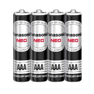 ถ่านธรรมดา PANASONIC R03NT/4SL AAA สีดำ แพ็ก 4 ก้อน ALKALINE BATTERIES PANASONIC R03NT/4SL AAA BLACK PACK4