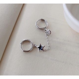 258-goodgift_station -  Star double Stud earrings silver s925 ต่างหูเงินแท้ s925 ต่างหูสำหรับคนเจาะหู 2 รู