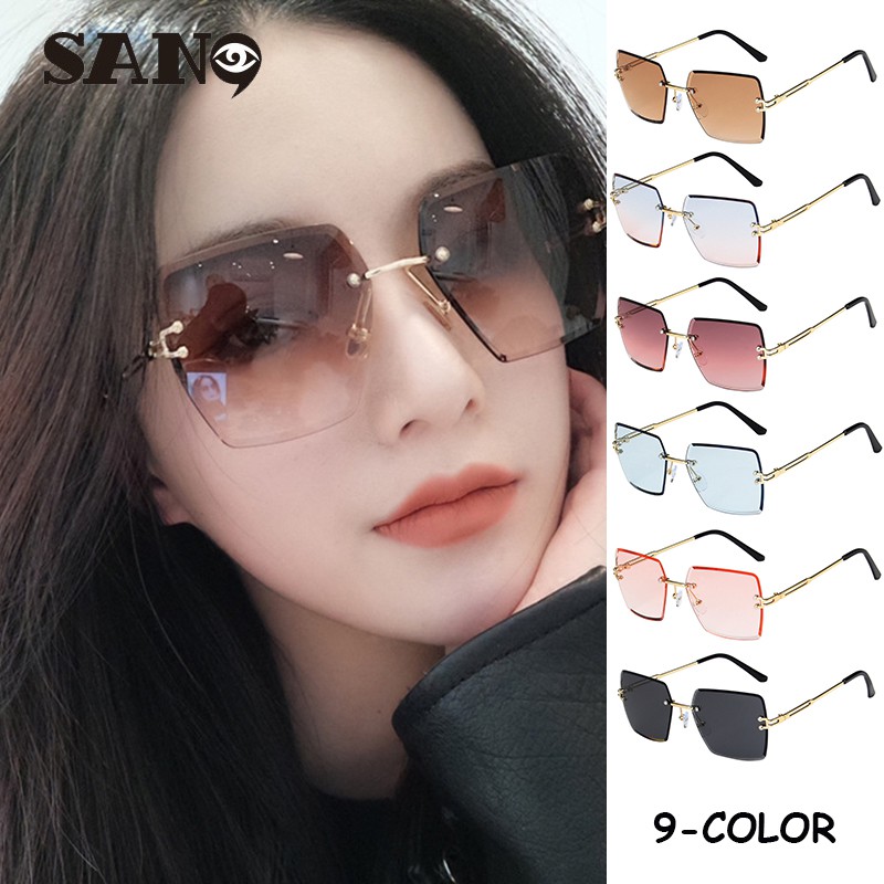 DESIGN การออกแบบที่หรูหรา】แว่นตากันแดดผู้หญิงรูปร่างเกาหลีไร้กรอบสำหรับ UV400ทุกวัน
