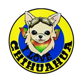 BOA483 สติกเกอร์ติดรถ I love Chihuahua สติ๊กเกอร์ติดรถสวยๆ Sticker