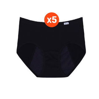 Wacoal Hygieni Night Panty Set 5 ชิ้น รุ่น WU5E00 สีดำ (BL)