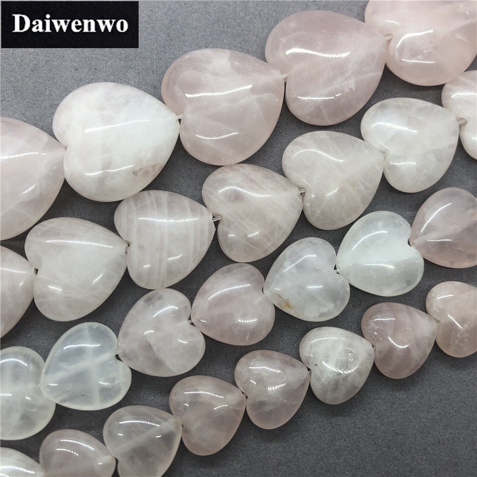 Rose Quartz Love Shape Beads โรสควอตซ์รักรูปร่างลูกปัดธรรมชาติ Diy สำหรับสร้อยข้อมือสร้อยคอ 4 ขนาด
