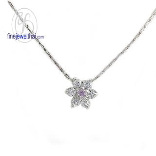 Finejewelthai-จี้อะเมทิสต์-อะเมทิสต์-จี้เพชรCZ-จี้พลอย-พลอยประจำเดือนเกิด-Amethyst-Silver-Pendant-Birthstone-P1023amt_2