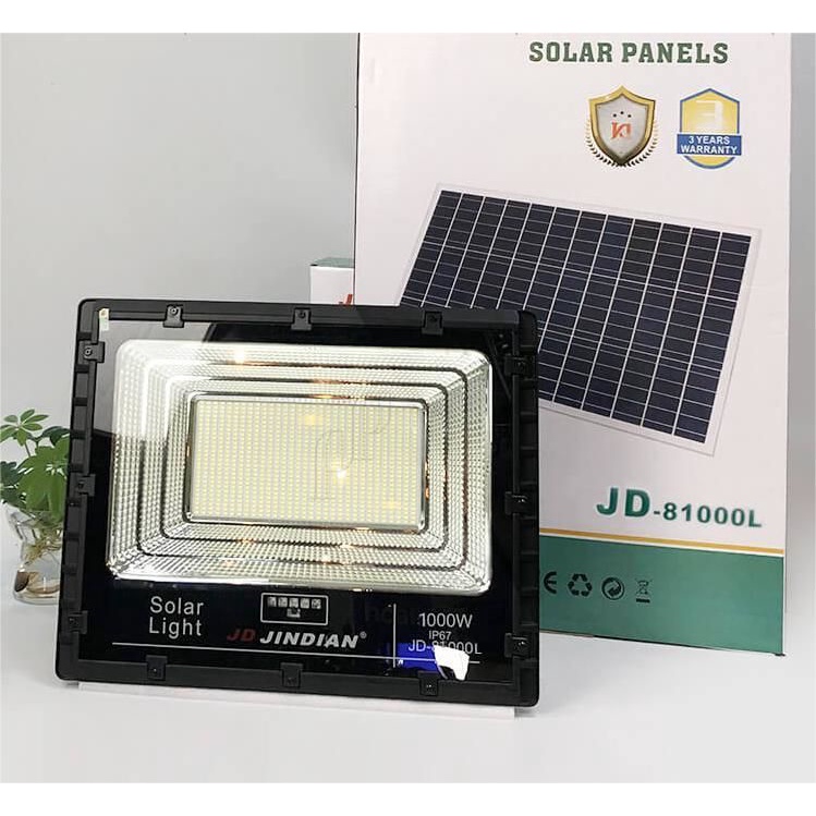 JD ของแท้100% โคมสปอตไลท์ ไฟสปอร์ตไลท์ โซล่าเซลล์ 500w 1000w  แสงขาว พลังงานแสงอาทิตย์รุ่นJD8500 JD81000 Jindian Solar