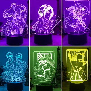 โคมไฟตั้งโต๊ะอะคริลิค LED ลายอนิเมะ Attack on Titan 3D 7 สี สําหรับออฟฟิศ วันเกิด
