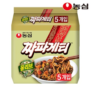 พร้อมส่ง 짜파게티올리브 บะหมี่กึ่งสำเร็จรูปจาจัง Nongshim Chapagetti 1 pack