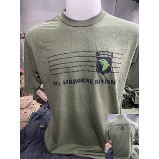 เสื้อยืดทหาร Airborne สไตล์วินเทจ ทหารอากาศ  แนว US Army ตะเข็บเดี่ยวบนล่าง ผ้าบาง 50/50 ผ้านิ่มใส่สบาย