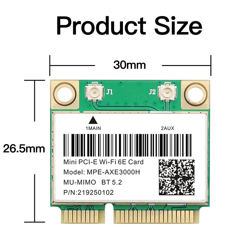 Intel AX210 Wifi 6E Tri Band 5374Mbps MPE-AXE3000H Wireless Mini PCI-E ...