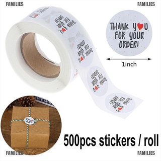 ครอบครัว.★สติกเกอร์ซีลถุงของขวัญ ลาย Thank You For Your Order 500 ชิ้น ต่อม้วน