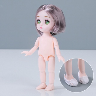 ตุ๊กตาเด็กทารกน่ารัก 16 ซม. 1/8 Bjd พร้อมหน้าการ์ตูนอนิเมะเด็กผู้หญิงเล่นบ้านแต่งตัวของเล่น