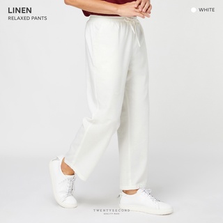 TWENTYSECOND กางเกงขายาวทรง Straight fit รุ่น Linen Relaxed Pants - สีขาว / White