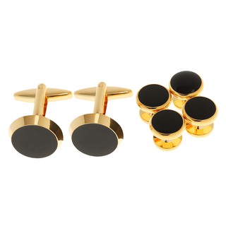 Men Tuxedo Collar Buttons Shirt Cufflinks Formal Dress Costume Gold black