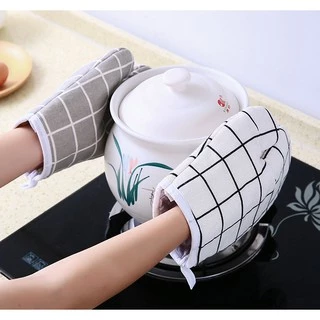 🧤ถุงมือไมโครเวฟ ผ้าฝ้ายมีฉนวนกันความร้อน ถุงมือผ้า กันความร้อน รุ่นหนามีผ้าหุ้มด้านใน🧁
