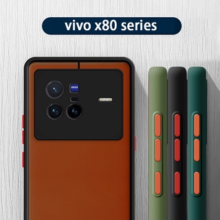 Vivo X80 X70 X60 X50 Pro เคสหนัง เนื้อแมตต์ กันกระแทก TPU PC เคสโทรศัพท์แข็ง