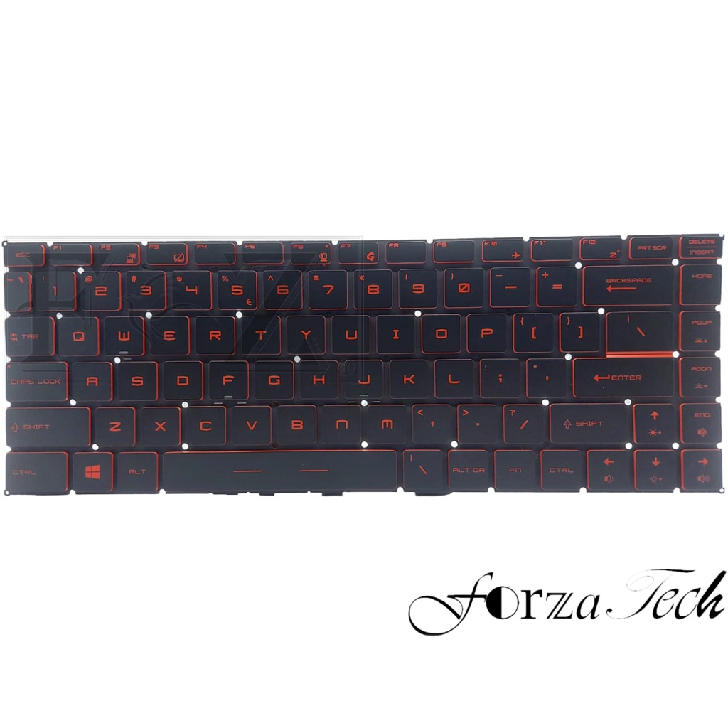 คีย์บอร์ด MSI GF63 8RD MSI GF63 Thin 9SC MSI แป้นพิมพ์แล็ปท็อปแบ็คไลท์สีแดง