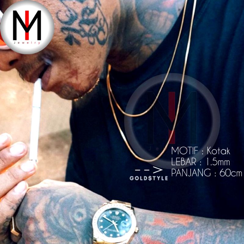 Putih สแตนเลสไทเทเนียมผู้ชาย & 39; s สร้อยคอ, โซ่ทองคําขาวแท้, Cool Long Eel Boy & 39;s กล่อง