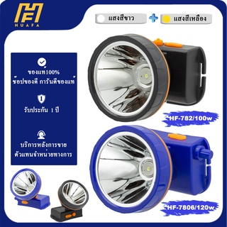 (แบบแพ็ค 2 ชิ้น) รับประกัน 1 ปี สินค้าใหม่ HF-7806-782 ไฟฉายคาดหัว 120W/100W ส่องไกล2000เมตร ลุยฝน หน้า 8 เซ็น สเปคเทพรา