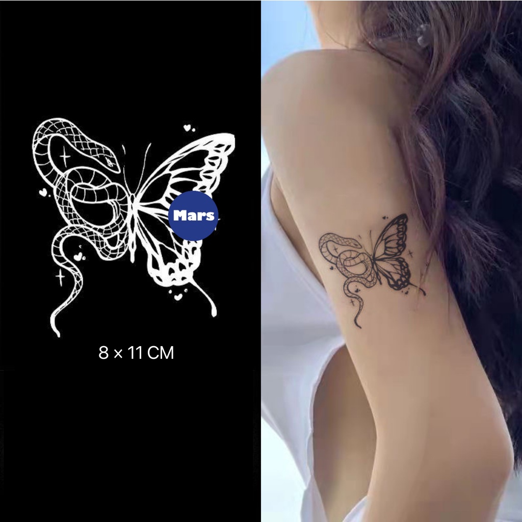 Mars Tattoo NEW Technology_magic_long-lasting_2_สัปดาห์ รอยสักกึ่งถาวร สติกเกอร์รอยสักชั่วคราว ผีเสื้อ งู_X065