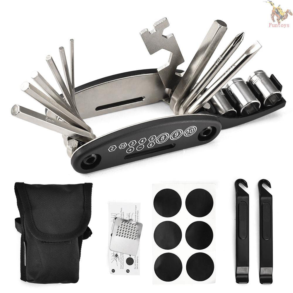 FUN.T Bicycle Repair Tool Kit 16 in 1 Multifunction Bike Fix Tools with