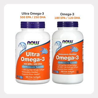 Exp.10/2024🔥 น้ำมันปลา Ultra Omega-3 / Omega-3, Now Foods