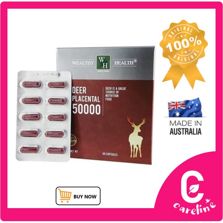 [AUS Direct Import] Wealthy Health Deer Placental 50,000mg 60 / 100 แคปซูล Deer Placenta