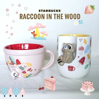 [พร้อมส่ง+ส่งฟรี] แก้วสตาร์บัคส์ ของแท้ Raccoon in the Wood Collection