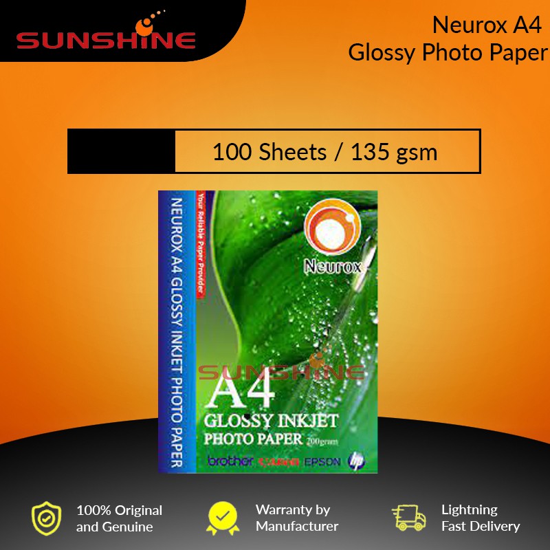 A4 GLOSSY INKJET PAPER 100 ชิ้น/PKT (135GSM)