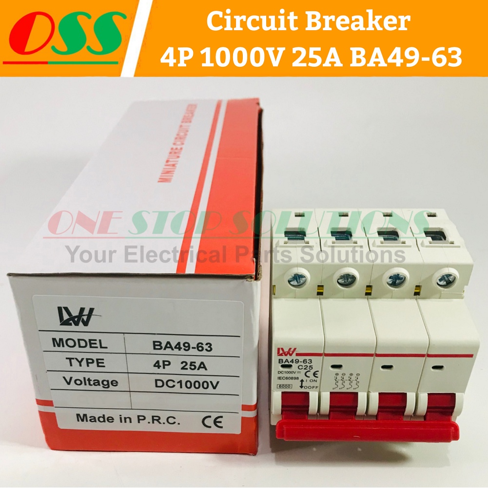 เซอร์กิตเบรกเกอร์ MCB DC 4P 1000V 25A BA49-63