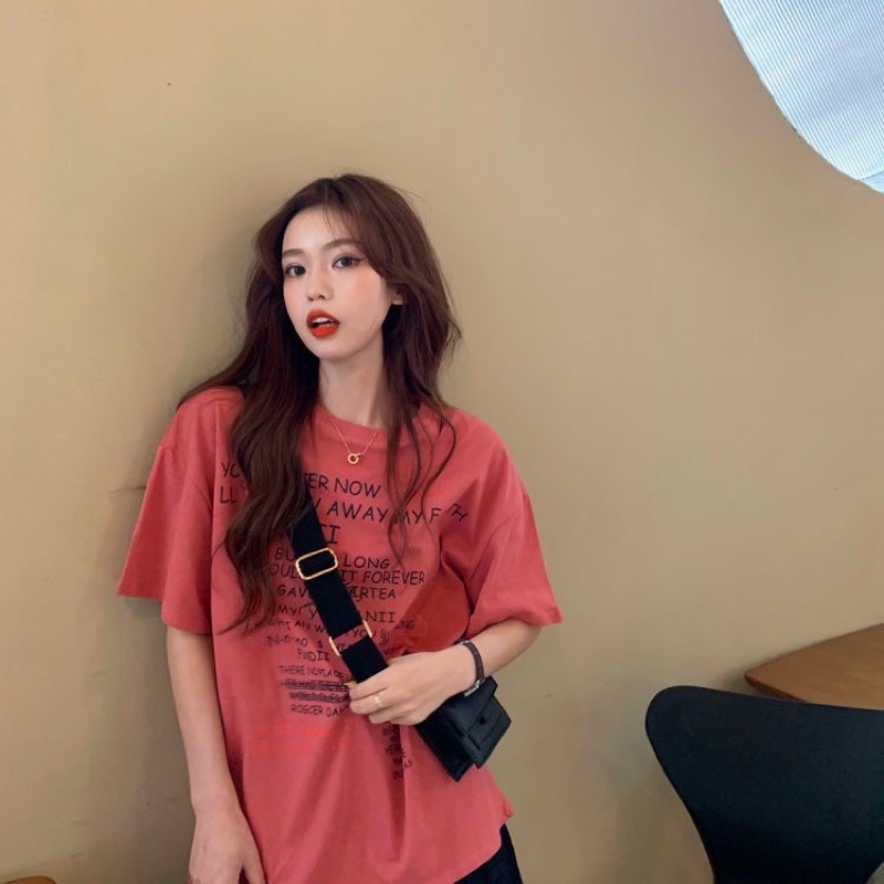 Smart เสื้อ -Oversize- ลายเรียบ ชมพูตุ่นๆอมแดง สไตล์เกาหลีน่ารัก เสื้อยืดนิ่ม แขนสั้นแฟชั่น เนื้อผ้าดี 4-66