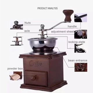 เครื่องบดเมล็ดกาแฟ เครื่องบดกาแฟ Coffee Grinder แบบมือหมุน สแตนเลส (กล่องไม้คลาสสิค)