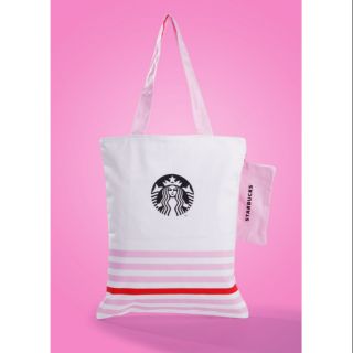 กระเป๋าผ้า Starbucks PINK  TOTE BAG พร้อมกระเป๋าห้อยใบเล็ก