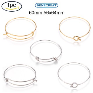 Benecreat 1 ชิ้น 304 กําไลข้อมือสแตนเลส 2-3 / 8 นิ้ว ( 60 มม . ) 1 . 5 มม .