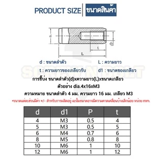หมุดพิน ปิ๊น สลัก แกนเดือย สแตนเลส 304 เกลียวใน dia. 4 5 6 mm. / Internal Threaded Dowel Pins SUS304