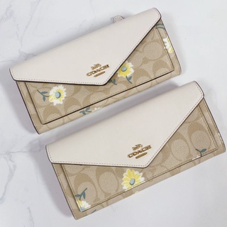 🎀 (สด-ผ่อน) กระเป๋าสตางค์ ใบยาวฝาพับ ทรงจดหมาย ลายดอก COACH C3721 SLIM ENVELOPE WALLET