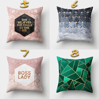 【บลูไดมอนด์】Geometric Printed Polyester Throw Pillow Cases Sofa Cushion Cover Smooth Pillowcase Attractive Pillowslip Fa