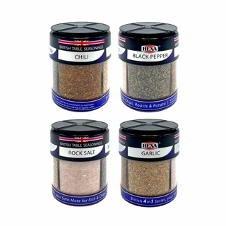 Hexa 4 in 1 Black Pepper Salt Garlic and Chili 85g-เครื่องปรุงรส พริกไทยดำ เกลือชมพู พริกป่น กระเทียมผง 4in1