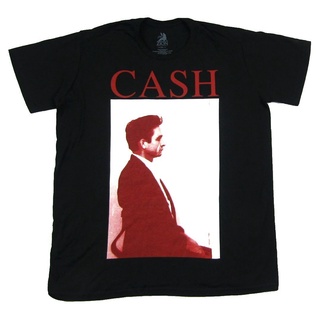แขนสั้นcrew neckเสื้อยืดลําลอง ลาย Johnny Cash Profile Shot สีดํา เข้าได้กับทุกชุด สําหรับผู้ชาย และผู้ใหญ่ 260891S-XXXX