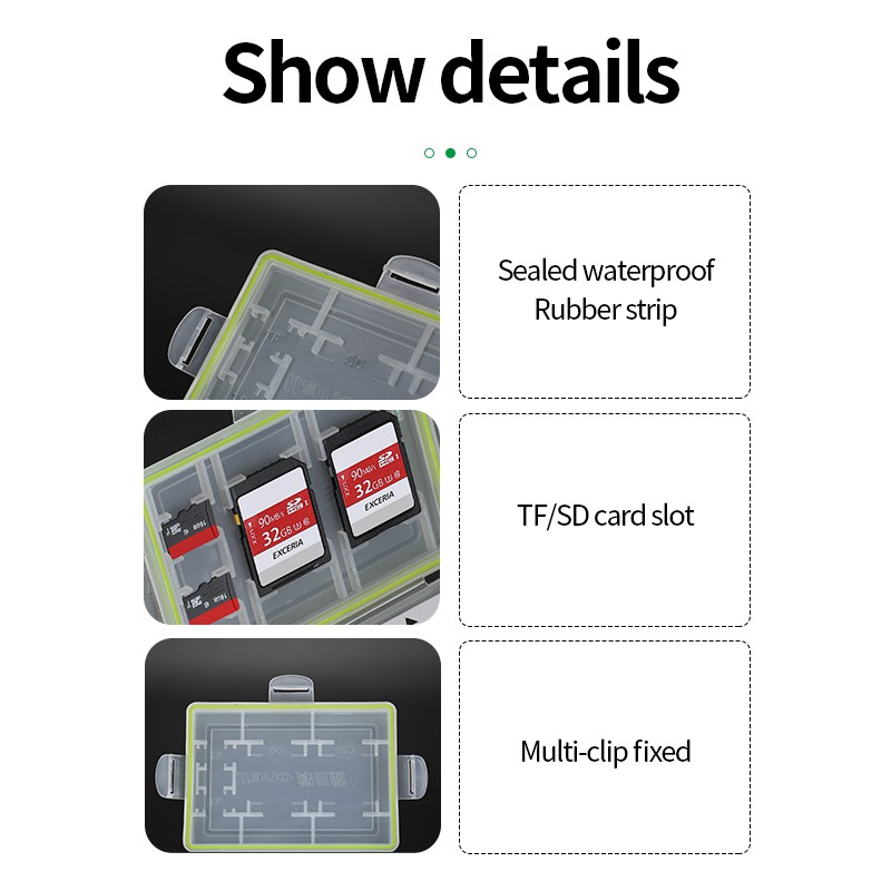 llano กล่องเก็บแบตเตอรี่ เมมโมรี่การ์ด SD / TF สำหรับกล้อง Canon Nikon Sony